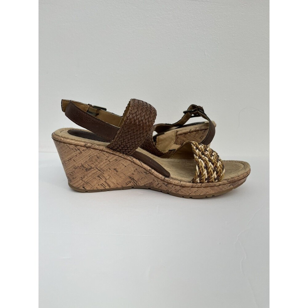 b.o.c. Born Concept Izabel Womens 9M Woven Wedge Sandals Brown Cork Platform